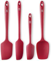 Di Oro Seamless Series 4-Piece Silicone Spatula Set - 600°F Heat-Resistant Pro-Grade Rubber Spatulas - Spoonula, Large Spatula, Small/Mini Spatula, and Jar Spatula - Kitchen Utensil Set (Red)