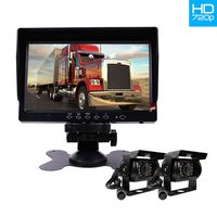 Dual 720P HD Backup Car Camera Reverse System Kit 7 inches IPS Car Monitor IP69K Waterproof Night Vision Rear View Camera for Truck/Semi-Trailer/Box Truck/RV