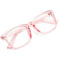 MEETSUN Blue Light Blocking Glasses, Anti Eye Strain Headache (Sleep Better),Computer Reading Glasses UV400 Transparent Lens (Pink Frame + Exquisite Case, 53)