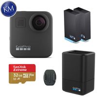 GoPro MAX 360 Action Camera w/GoPro Dual Lithium-Ion Battery Charger with 1 x Battery and 32GB Memory Card
