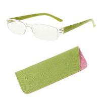 Oranmay Lightweight Clear Slim Rimless Reading Glasses 1.00-4.00 Diopter Eyewear With Leather Case