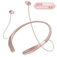 Yuwiss Bluetooth Headphones Neckband V4.2 Lightweight Wireless Headset Call Vibrate Alert Sport Earbuds w/Mic Earphones 10-Hour Playtime for Running Compatible with iPhone Samsung Android (Rose Gold)