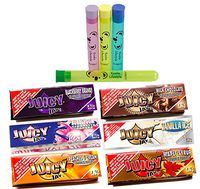 Juicy Jay's Mixed 1 1/4 Flavored Cigarette Rolling Papers Variety Pack (32 Pack x 6 = 192 Papers) | Bundle with 4 Koala Doob Tubes - Sweet Treats Flavor