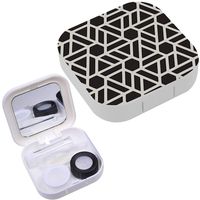 Portable Contact Lens Case Box Travel Kit Mirror + Bottle + Tweezers Container Holder [ Thin Straight Poly ]