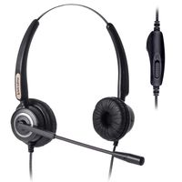 Binaural Headset with Volume and Mute Switch,Work with Mitel, Nortel, Avaya Digital, Polycom VVX, Shoretel,Allworx AltiGen Aastra Fanvil Digium Siemens + Many More Phones