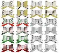 Set of 24 AssortedHoliday Label Gift Bows with Foil Glitter - Perfect for Preparing Elegant Gifts This Holiday Season!