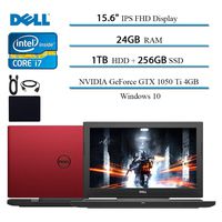 2019 Dell G5 15.6" FHD 1920x1080 Gaming Laptop Computer, Intel Hexa-Core i7-8750H, 2.2GHz, up to 4.10GHz, 24GB DDR4 RAM, 1TB HDD + 256GB SSD, GTX 1050 TI 4GB, Red, Windows 10 w/ Hesvap Accessories