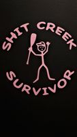 Chase Grace Studio Shit Creek Survivor River Camping Vinyl Decal Sticker|Pink|Cars Trucks Vans SUV Canoe Kayak Laptops Wall Art|5" X 5"|CGS477