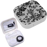 Portable Contact Lens Case Box Travel Kit Mirror + Bottle + Tweezers Container Holder [ Flower ]