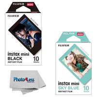 Fujifilm Instax Mini Instant Film Black (10 Sheets) + Fujifilm Mini Instant Film Sky Blue (10 Sheets)