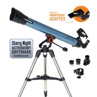 Celestron Inspire 80AZ Refractor Smartphone Adapter Built-in Refracting Telescope, Blue (22402)
