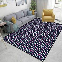 Bigdatastore Diamonds Striped Area Rug Mat, Round Marquise Square and Heart Shaped Crystals with Ruby Arrangement, Durable Carpet Area Rug - Living Dinning Room Bedroom Rugs and Carpets(6'x 9')