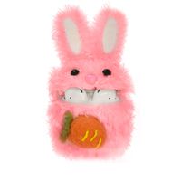 Ownest Compatible AirPods Plush Fluffy Girl Case with 3D Doll Rabbit Cute Case for Airpods 2 &1,Cute for Airpods-Pink Bunny