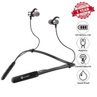 Woozik Flex Bluetooth Neckband Headphones, Noise Isolation Wireless Earbuds, Collar Magnetic Headset, iPX4 Waterproof Sport with 12 Hour Battery Life, Built-in Mic (F09 - Black)