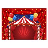 Funnytree 7x5ft Big Top Circus Theme Party Backdrop Carnival Carousel Red Tent Baby Shower Birthday Photography Background Cartoon Curtain Stars Balloon Cake Table Decorations Banner Photo Booth