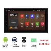 Android 9.0 Car GPS Radio Audio Receiver 2 Din Car Stereo with WiFi and Bluetooth Quad Core 2GB 32GB 7 Inch 1024x600 Capacitive Touchscreen 1080P with Free Rear Camera