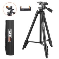 Lightweight Tripod 55-Inch, Aluminum Travel/Camera/Phone Tripod with Carry Bag, Maximum Load Capacity 6.6 LB, 1/4" Mounting Screw for Phone, Camera, Traveling, Laser Measure, Laser Level