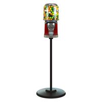 Gumball Machine with Metal Single Stand - Bouncy Balls Toys Candy Vending Machine and Metal Stand for Single Vending Machine - Cylinder Bank (Red)
