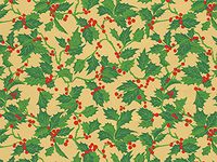 Pack of 1, Christmas Holly 24" x 833' Full Ream Roll Gift Wrap for Holiday, Party, Kids' Birthday, Wedding & Special Occasion Packaging