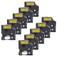 Exsun Compatible Label Tape Replacement for Dymo 45018 Label Maker Tape Work with Dymo LabelManager 160 LabelManager 280 LabelWriter 450 Duo, 1/2 Inch x 23 Feet, Black on Yellow, 10 Pack