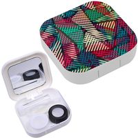 Portable Contact Lens Case Box Travel Kit Mirror + Bottle + Tweezers Container Holder [ Bright Triangle Texture ]