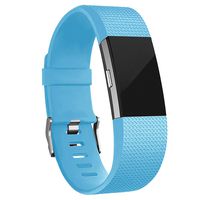 iGK Replacement Bands Compatible for Fitbit Charge 2, Adjustable Replacement Bands with Metal Clasp Classic Edition SkyBlue Small