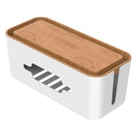 NTONPOWER Cable Management Box Organizer with Phone Holder, ABS Material Wooden Style, 12.2 X 5.4 X 5.1 inches Large Cable Box Organizer for USB Hub Desk Power Strip TV Computer Home Entertainment