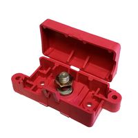 Terminal Block with Snap Lid - 3/8" Stud - Red