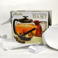 Primula Teas Of The World Set Tempo 40oz Glass Teapot With Herbal Infusion Tea Packsand Keepsake Bag - Primula PTW-2340