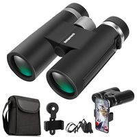12x42 Binoculars for Adults with Smart Phone Adaptor, Compact Binoculars with Low Light Night Vision, High Power Waterproof Fogproof Lightweight HD Binoculars for Birds Watching Hunting Concerts
