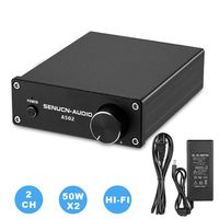 2 Channel Stereo Audio Mini Amplifier 50W x 2 Professional Mini Hi-Fi Class D Amp Receiver with 24V Power Adapter for Home Speaker Home Theater- SUCA-AUDIO