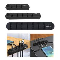 Data Cable Clips Cord Management Cable Organizer - Durable Silicone Self-Sticking Desktop Cable Winder Cord Organizer Protector Cable Sleeves For Office Home Wire Cord Holder (Black - 3 holes, 1PC)