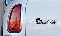 Surf Palm Tree Beach Life Car Die Cut Vinyl Decal Bumper Sticker for Car Truck Auto Windshield Wall Window Ipad Tablet Macbook Laptop Computer Home Custom and More (Black)