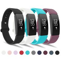 adepoy Compatible with Fitbit Inspire HR Bands for Women Men, Adjustable Replacement Wristbands for Fitbit Inspire/Inspire HR/Ace 2, 4 Pack, Large Black White Teal Wine