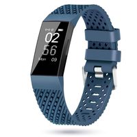 X4-Tech Compatible with Fitbit Charge 3 Bands Small Large for Women Men, Choose Color Soft Silicone Sports Replacement Accessory Band for Charge 3 Fitness Tracker (Army Blue, Large)