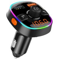YIWEI Bluetooth FM Transmitter for Car, Wireless Radio Bluetooth Adapter Music Player Car Kit with Hands-Free Calling, Dual USB Ports Charger 5V/2.4A Qc3.0, Support TF Card, USB Disk