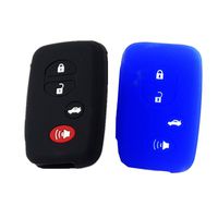 Black and Blue 4 Buttons Key Shell Remote Jacket Fob Key Holders Covers Keychain for Toyota Camry RAV4 Avalon Highlander