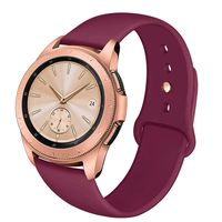 NAHAI Band Compatible with Samsung Galaxy Watch 42mm, Galaxy Watch Active, Gear Sport, 20mm Soft Silicone Replacement Strap Resistant Sport Wristbands for Women Men, Small, Wine Red with Gold Button