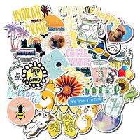 VSCO Girl Stickers Vsco Vinyl Sticker for Water Bottle Laptop Phone Luggage Bike Car, Cute Waterproof Trendy Laptop Skins & Decals for Teens by Beyondy,(Yellow, 50 Pcs)