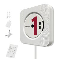 HENGTPUR CD Player Vertical Loading Wall Mountable Bluetooth with Remote Control Built-in HiFi Speakers USB MP3 3.5mm Headphone Jack AUX input/output, White （with stent）