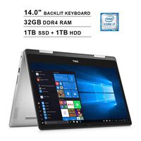 2020 Dell Inspiron 5482 2-in-1 14 Inch Touchscreen FHD Laptop (Inter 4-Core i7-8565U up to 4.6GHz, 32GB DDR4 RAM, 1TB SSD (Boot) + 1TB HDD, Intel UHD Graphics 620, Backlit KB, Win 10, Grey) (Renewed)