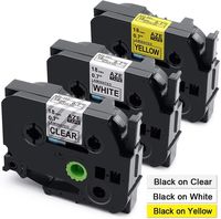 Airmall Compatible Label Tape Replacement for TZe-141 TZe-241 TZe-641, Clear/White/Yellow, 18mm 0.7 Inch Compatible Laminated Tape, to use with P-Touch PT-D600 PT-D600VP PT-D400AD PT-D400VP PT-D450