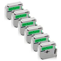 Exsun Compatible Label Tape Replacement for Brother P Touch M Tape MK421 M-K421 M421 Label Cassette Tape for Ptouch PT 80 90 65 M95 Tape Refill, Black on Green, 0.35In x 26.2 Ft (9mm x 8m), 6-Pack