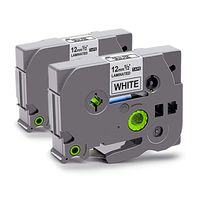 Replace TZe2312PK, Ptouch TZ Tape 12mm 0.47 Laminated White Compatible Brother PT H110, 1880, PT-D210, PTD600, P-Touch Cube Plus PT-P710BT Labeler, 26.2 Feet Roll, 2 Pack