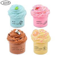 GoodGoodStudy 4 Pack Fluffy Butter Slime Kit, with Yellow Color Lemon Slime, Coffee Slime, Watermelon Slime and Mint Slime, Super Soft & Non-Sticky, Birthday Gifts for Girls and Boys
