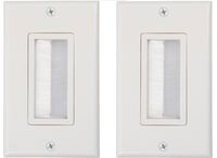 Buyer's Point Brush Wall Plate [UL Listed], Decora Style, Cable Pass Through Insert for Wires, Single Gang Cable Access Strap, Wall Socket for HDTV, HDMI, Home Theater Systems (2 Pack, White)
