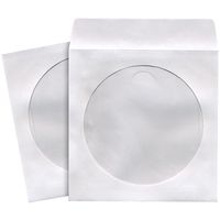 1 - CD/DVD Storage Sleeves (100 pk; White), Heavy-duty paper with clear plastic window, Fits 12cm formats, 190133 - CD402
