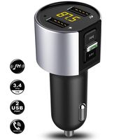 Esolom Bluetooth FM Transmitter for Car, Wireless Bluetooth FM Radio Adapter Music Player FM Transmitter Car Kit with Hands-Free Calling and 2 USB Ports Charger Support USB Drive 5V/2.4A&1A