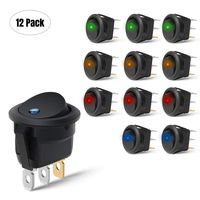 Nilight 90013L 12PCS Round Toggle LED Switch 12V Car Truck Rocker On-Off Control Blue Green Yellow Red,2 Years Warranty