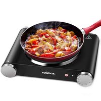 Cusimax Hot Plate Portable Electric Stove Countertop Single Burner 1500W with Adjustable Temperature Control & Non-Slip Rubber Feet, 7" Cooktop for Dorm Office Home Camp, Compatible for All Cookwares